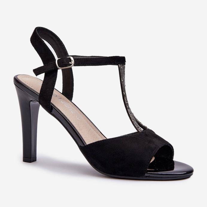 Sandali Da Donna Con Tacco Alto Con Cinturini Decorati Sergio Leone SK924 Nero 1
