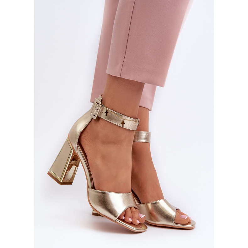Eleganti Sandali da Donna con Tacco Alto Dorato Rosazara d'oro 2