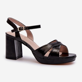 Sandali Con Tacco Alto Da Donna In Eco Pelle Nera Jatine nero 1
