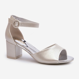 Vinceza 20100 Sandali con tacco alto in pelle argento 1