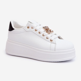 Sneakers Platform Da Donna Con Orsetto, Moanda Bianca 1