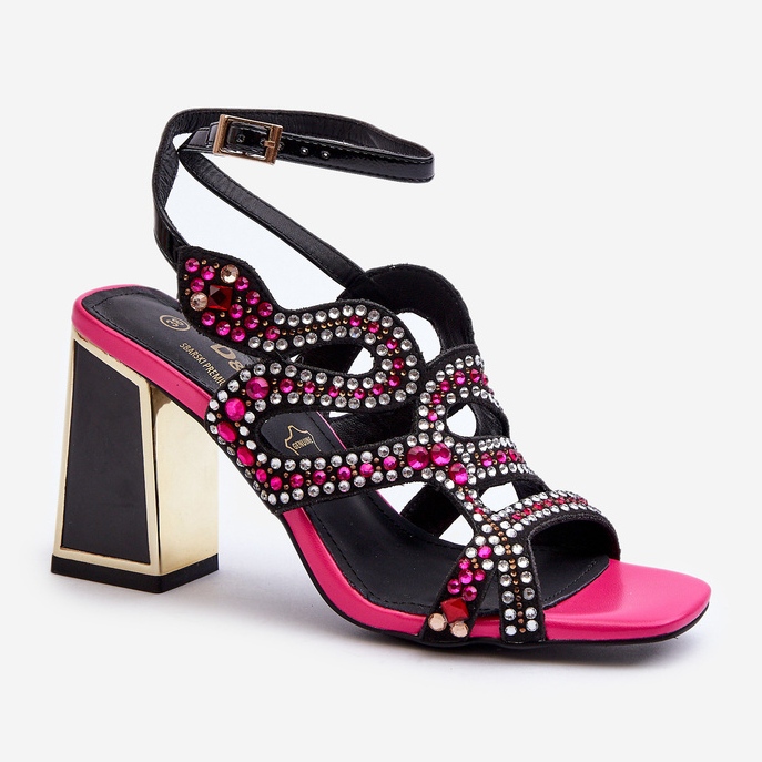 S.Barski Sandali da Donna Decorati con Tacco Alto D&amp;A CR952 Nero 2
