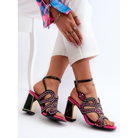 S.Barski Sandali da Donna Decorati con Tacco Alto D&amp;A CR952 Nero 1