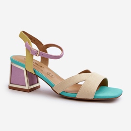 S.Barski Sandali con tacco alto da donna pastello D&amp;A CR482 Beige 1