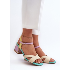 S.Barski Sandali con tacco alto da donna pastello D&amp;A CR482 Beige 2