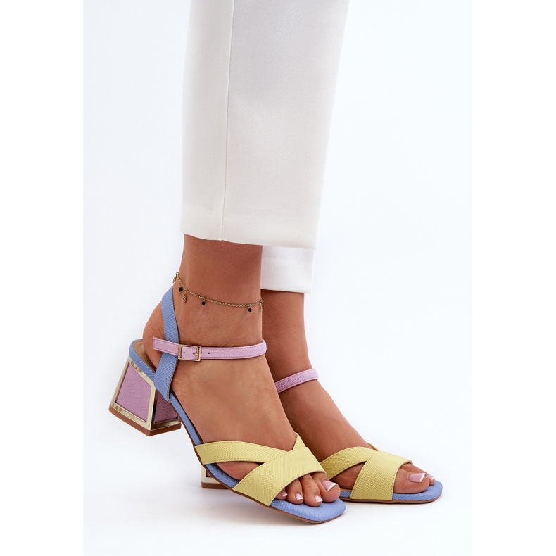 S.Barski Sandali con tacco alto da donna pastello D&amp;A CR482 Giallo 2
