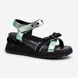 S.Barski Sandali Con Fiocco Da Donna D&amp;A CR956 Verde 1
