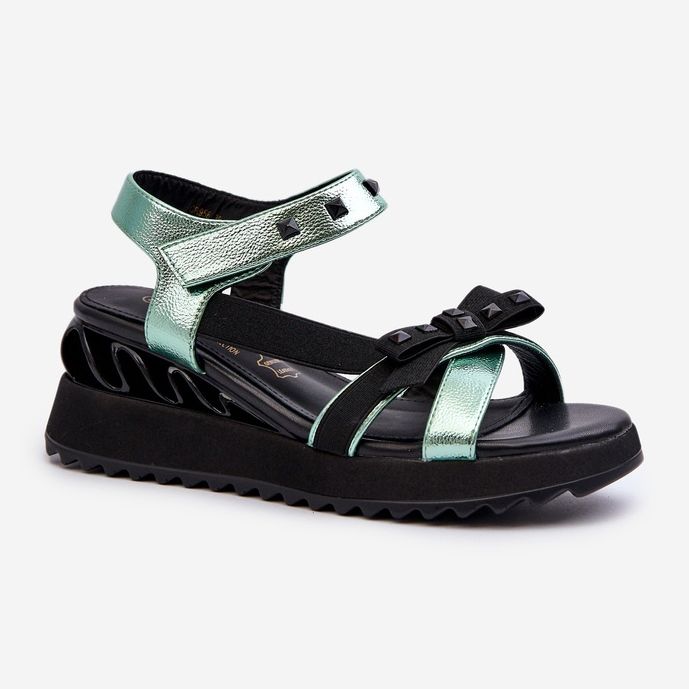 S.Barski Sandali Con Fiocco Da Donna D&amp;A CR956 Verde 1