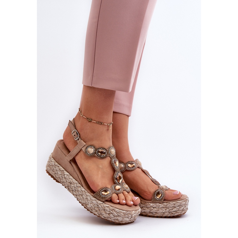 Sandali Con Zeppa Da Donna Con Treccia S.Barski MY291 Beige 2