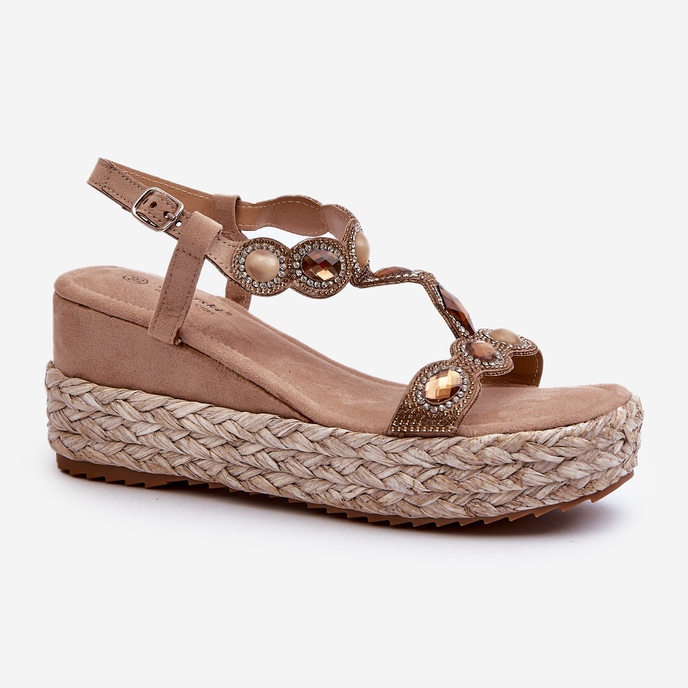 Sandali Con Zeppa Da Donna Con Treccia S.Barski MY291 Beige 1