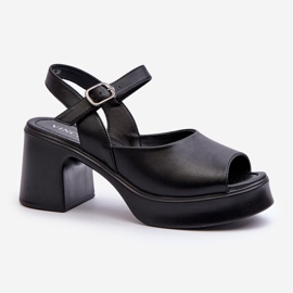 Sandali con tacco alto in pelle da donna Vinceza 66627 Nero 1
