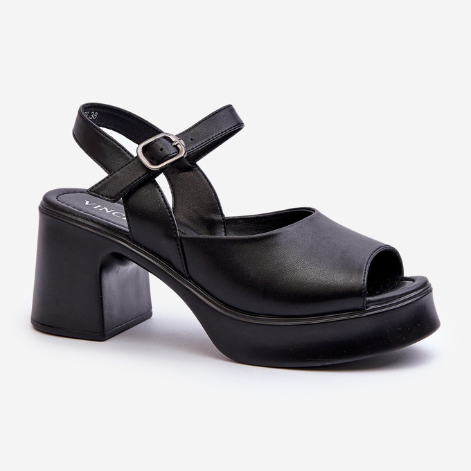 Sandali con tacco alto in pelle da donna Vinceza 66627 Nero 1