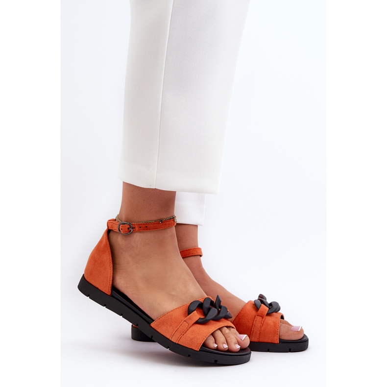 Sandali Bassi Da Donna Con Catena Vinceza 17320 Arancio arancia 2