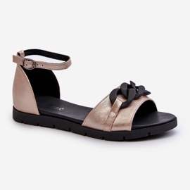 Sandali Bassi Da Donna Con Catena Vinceza 17320 Oro d'oro 1