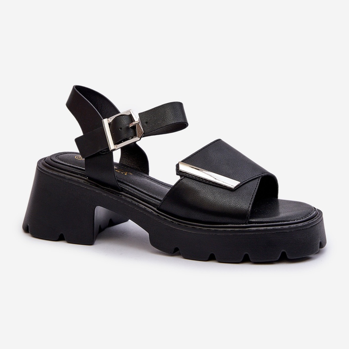Sandali da Donna in Eco Pelle con Tacco Alto e Plateau Vinceza 36257 Nero 1