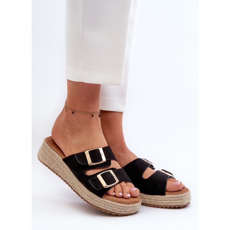 Infradito da Donna Con Eco Camoscio Intrecciato Nero Zaloemi 2