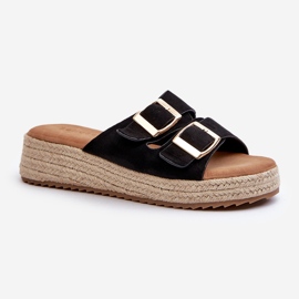 Infradito da Donna Con Eco Camoscio Intrecciato Nero Zaloemi 1