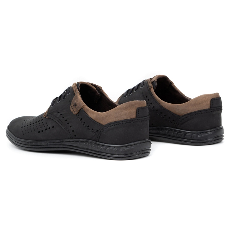 Polbut Scarpe in pelle da uomo 402 estive nere con marrone nero 5