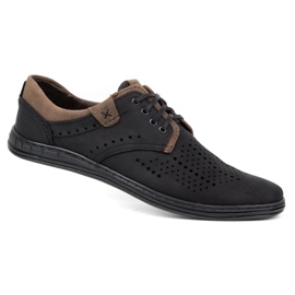 Polbut Scarpe in pelle da uomo 402 estive nere con marrone nero 1