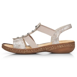 Comodi sandali slip-on da donna Rieker 62850-90 beige 2