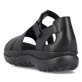 Comodi sandali da donna in pelle con velcro, neri Rieker 64865-01 nero 1
