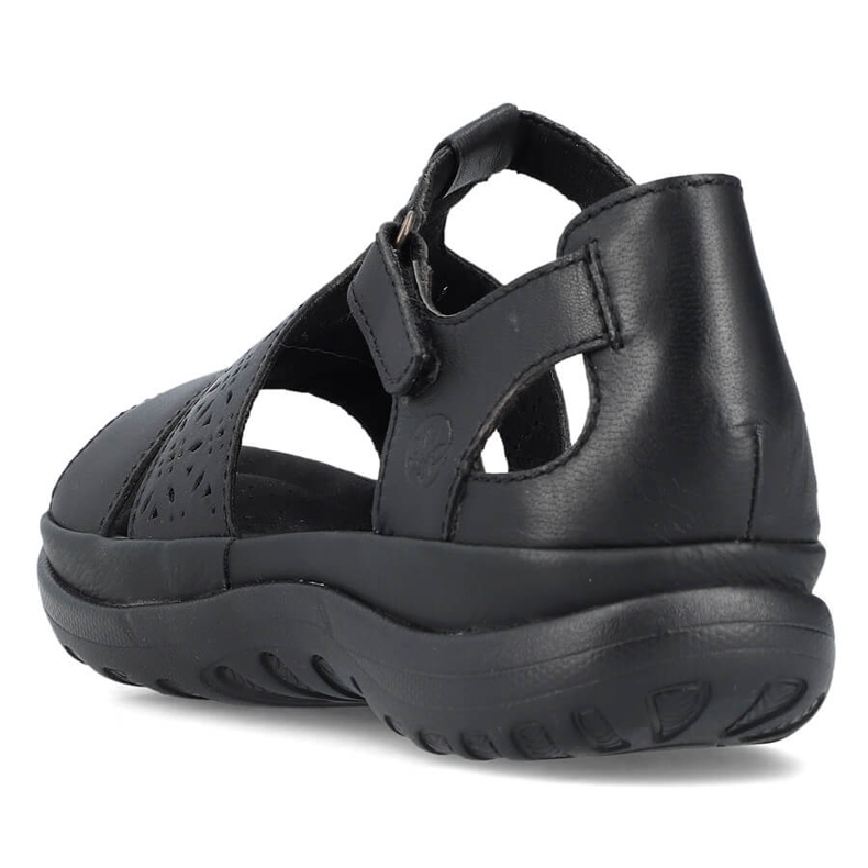 Comodi sandali da donna in pelle con velcro, neri Rieker 64865-01 nero 1