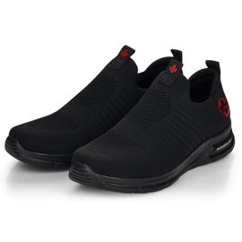 Comode scarpe sportive slip-on nere da uomo Rieker B7365-00 nero 1