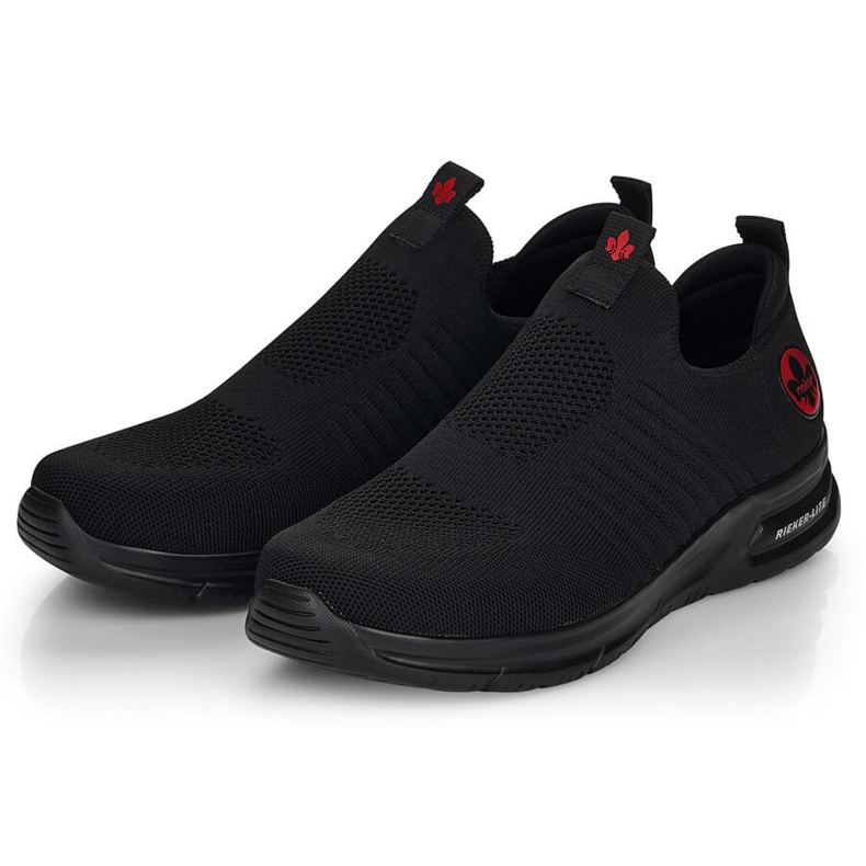 Comode scarpe sportive slip-on nere da uomo Rieker B7365-00 nero 1