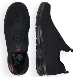 Comode scarpe sportive slip-on nere da uomo Rieker B7365-00 nero 2
