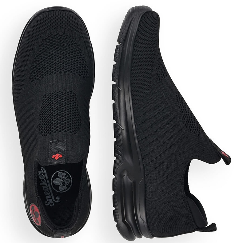 Comode scarpe sportive slip-on nere da uomo Rieker B7365-00 nero 2