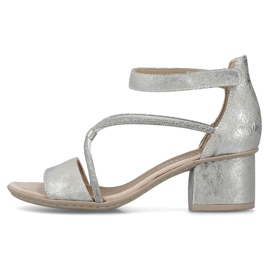 Comodi sandali da donna con tacco alto e velcro, argento Rieker 64654-40 d'argento 1