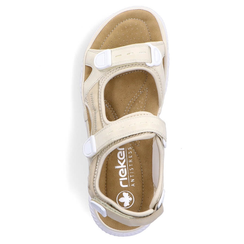 Comodi sandali beige da donna con velcro Rieker 64074-60 1