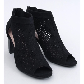 Stivaletti open toe traforati di Pierre Black nero 1