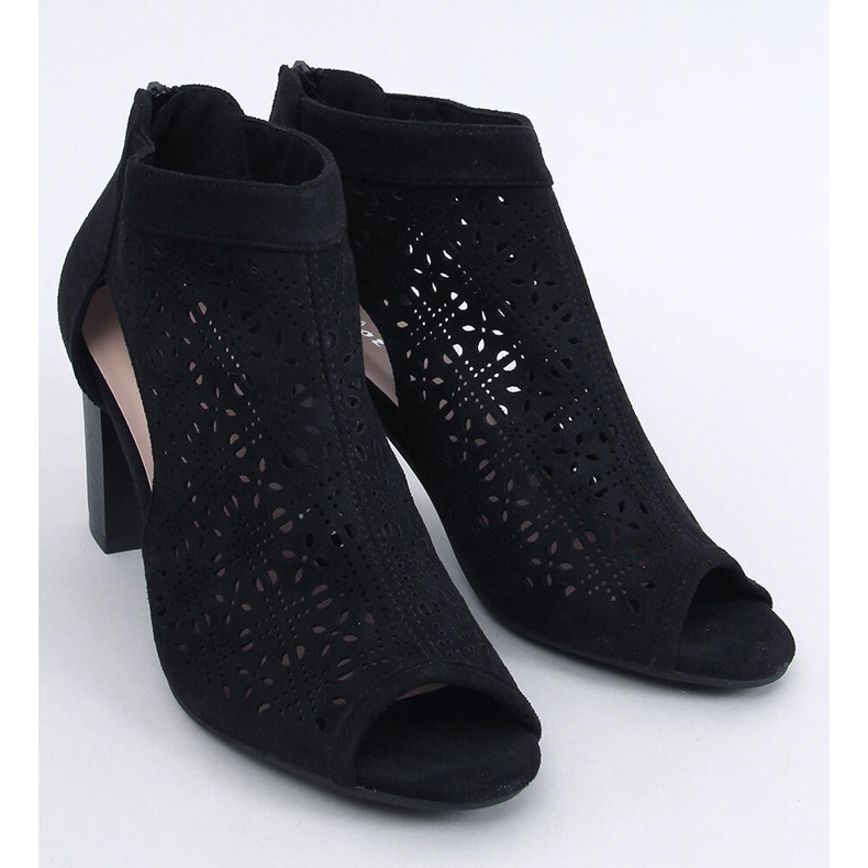 Stivaletti open toe traforati di Pierre Black nero 1