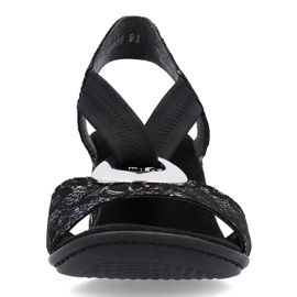 Comodi sandali da donna con tacco alto e fascia elastica, neri Rieker 64683-91 nero 2