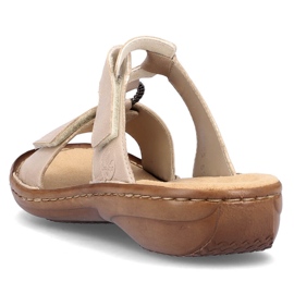 Comode infradito da donna beige con velcro Rieker 60885-62 1