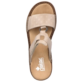 Comode infradito da donna beige con velcro Rieker 60885-62 2