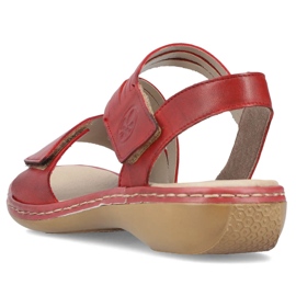 Comodi sandali da donna in pelle con velcro, rossi, Rieker 65964-35 rosso 1