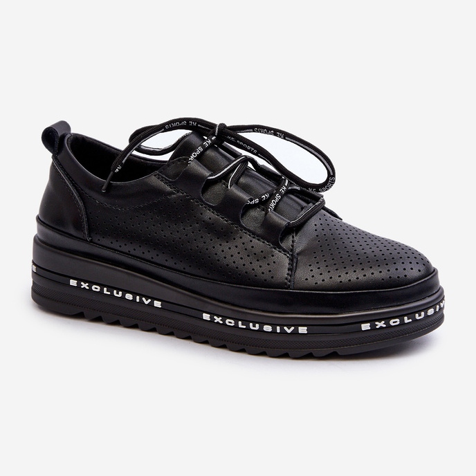 Scarpe in pelle da donna con plateau S.Barski LR769A Nere nero 1