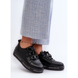Scarpe in pelle da donna con plateau S.Barski LR769A Nere nero 2