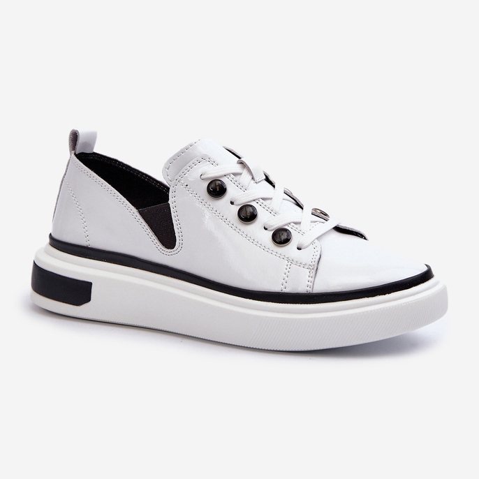 S.Barski Sneakers da Donna in Vernice D&amp;A LR535 Bianco 1
