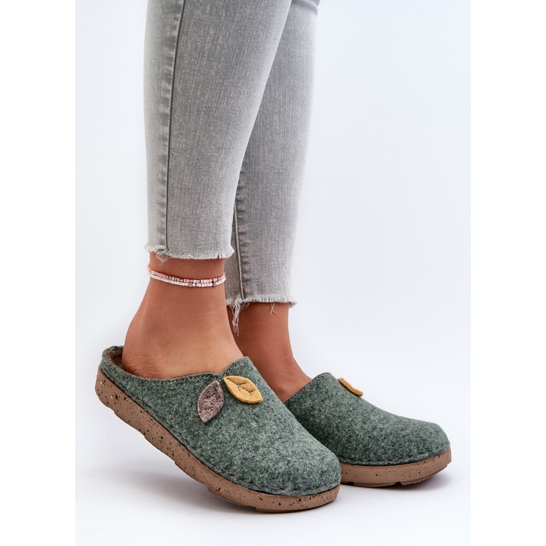 Ciabatte in feltro da donna Inblu ED000013 Verde 2