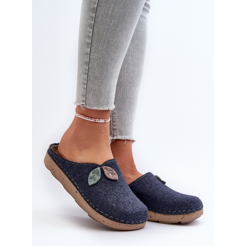 Ciabatte in feltro da donna Inblu ED000013 Blu Navy 2