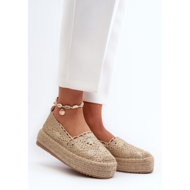 Espadrillas in pizzo da donna sulla piattaforma Elarose dorata d'oro 2