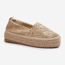 Espadrillas in pizzo da donna sulla piattaforma Elarose dorata d'oro 1