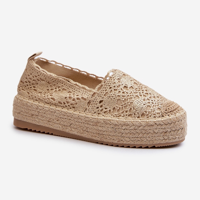 Espadrillas in pizzo da donna sulla piattaforma Elarose dorata d'oro 1