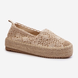 Espadrillas in pizzo da donna sulla piattaforma beige Elarose 2