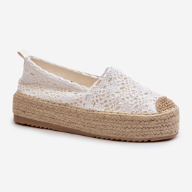 Espadrillas In Pizzo Da Donna Su Plateau Bianco Elarose bianca 1
