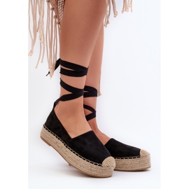 Espadrillas Da Donna Allacciate Su Plateau Con Treccia, Tailesse Nero 2