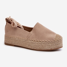 Bellucci Espadrillas Da Donna Allacciate Su Plateau Con Tailesse Beige Intrecciato 1
